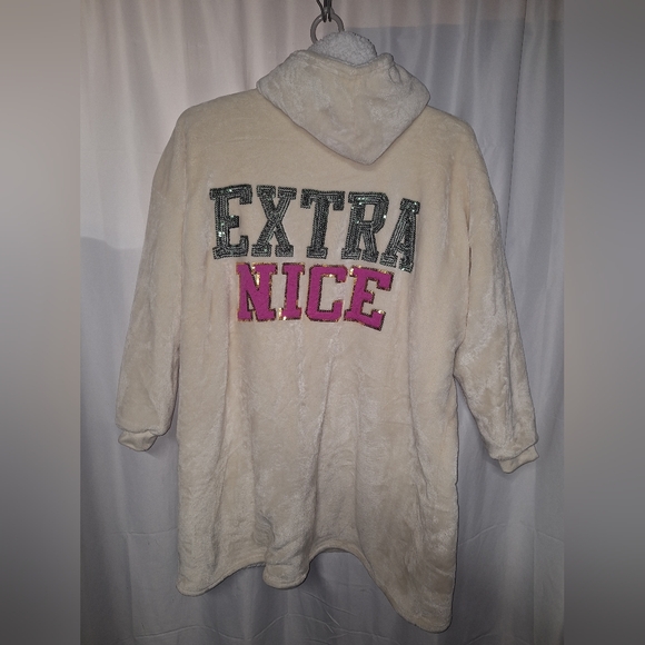 Cozy Cream Hooded Tunic Warm Sherpa Lined - Picture 3 of 5